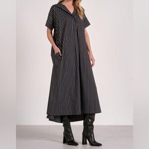 Elan Black and White Pinstriped Maxi Dress